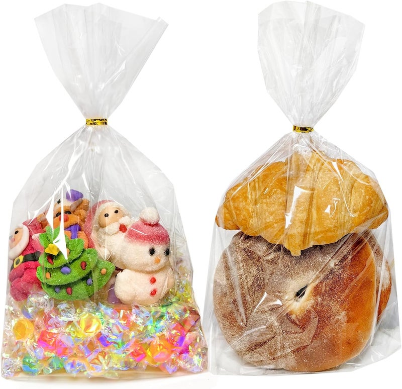 QOIUSO 50Pcs Bottom Gusset Cellophane Bags: 9x12 Inches Clear Gift Bags with Twist Ties for Candy Treat Goodies Mug Party Favors and Gift Wrapping - Durable Plastic Cellophane Gift Wrap - Image 5